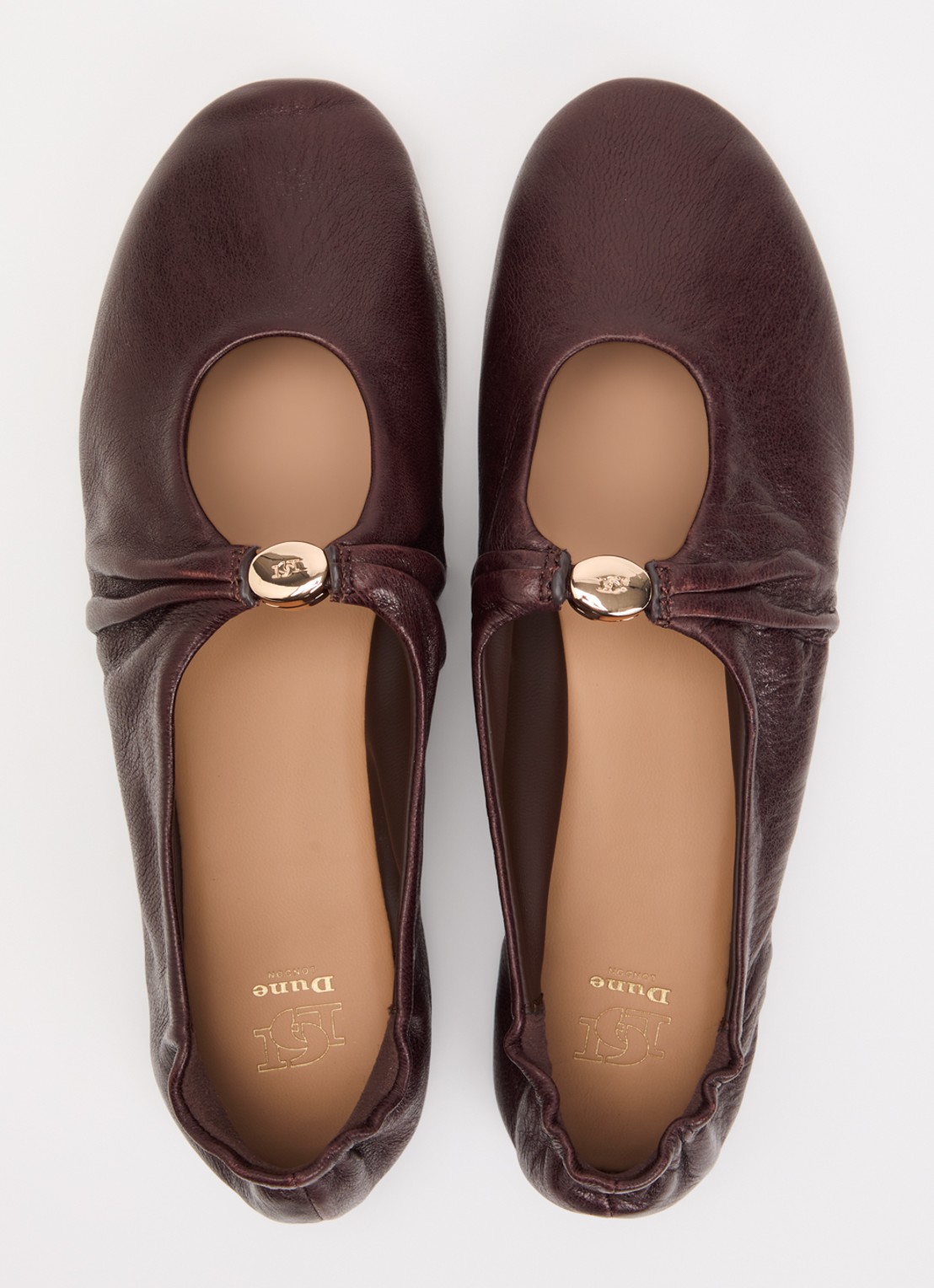 Dune London Havella ballerina van leer - detail 4 bordeauxrood