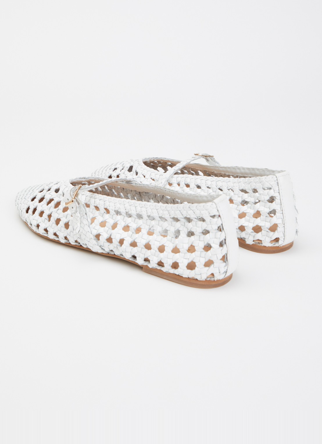 Dune London Hazella ballerina van leer - achterkant wit