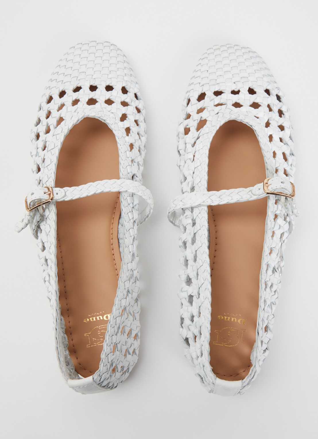 Dune London Hazella ballerina van leer - detail 4 wit
