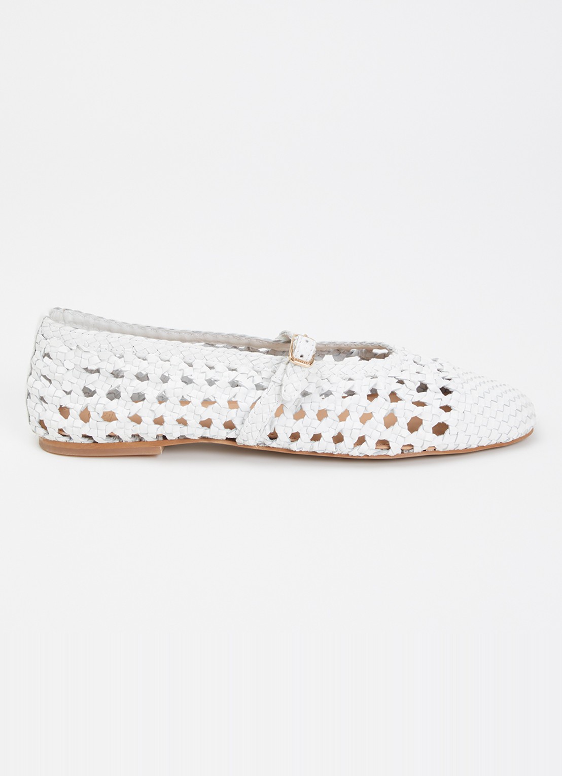 Dune London Hazella ballerina van leer - voorkant 2 wit