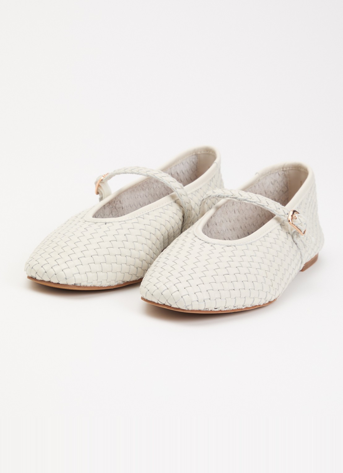 Dune London Headliner Mary Jane ballerina van leer - detail gebroken wit