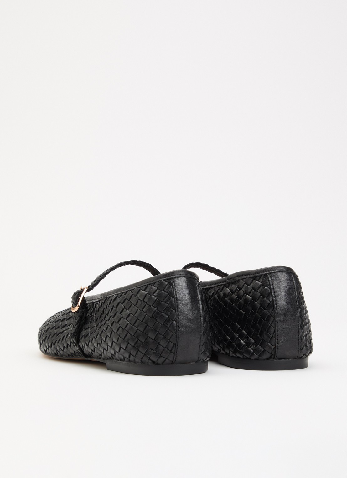 Dune London Headliner Mary Jane ballerina van leer - achterkant 2 zwart