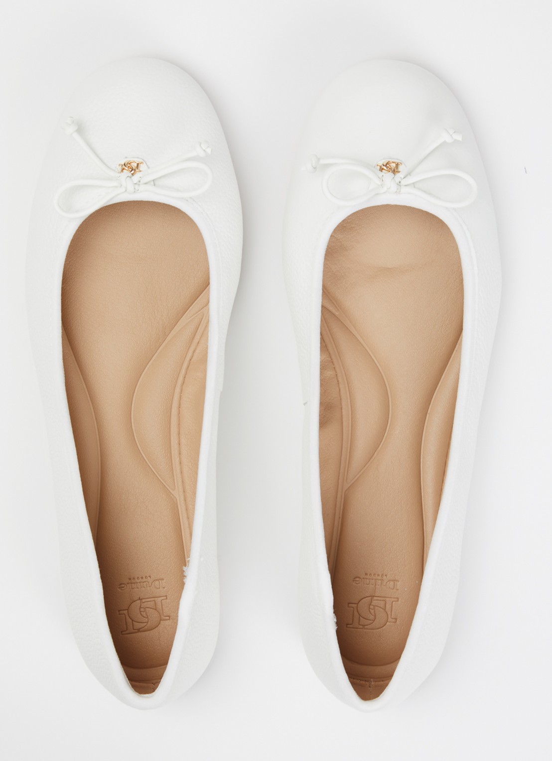 Dune London Helenne ballerina van leer - detail 3 wit