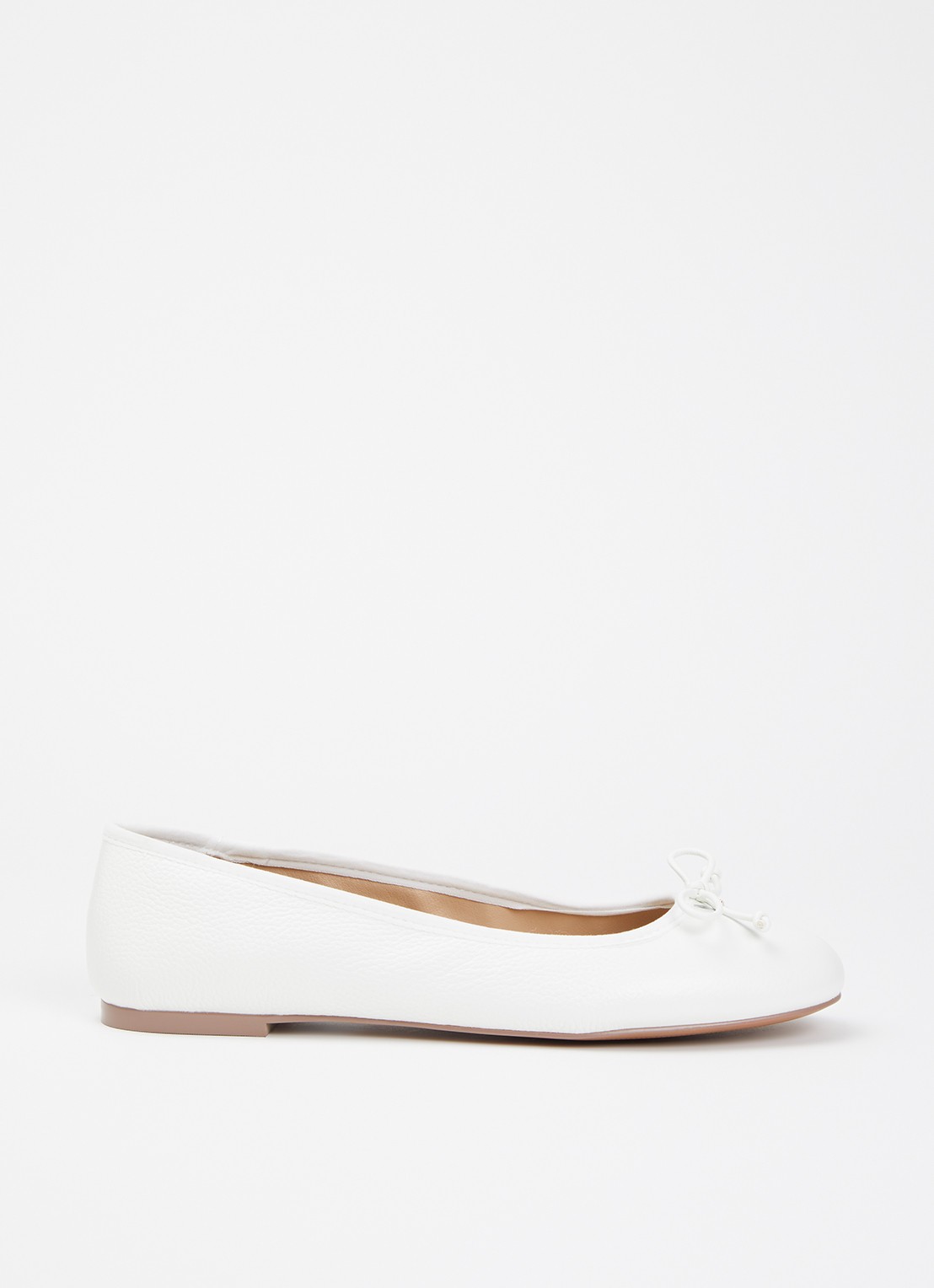 Dune London Helenne ballerina van leer - voorkant 5 wit