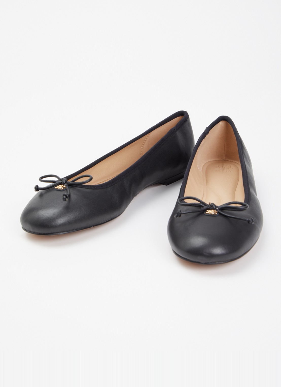 Dune London Helenne ballerina van leer - detail 3 zwart