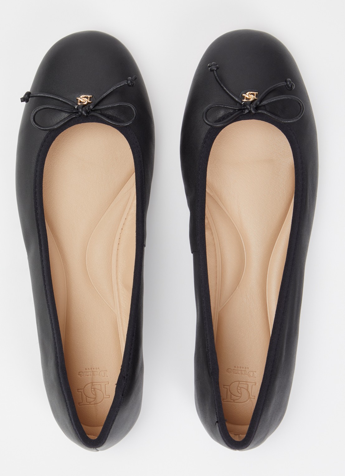Dune London Helenne ballerina van leer - detail 4 zwart