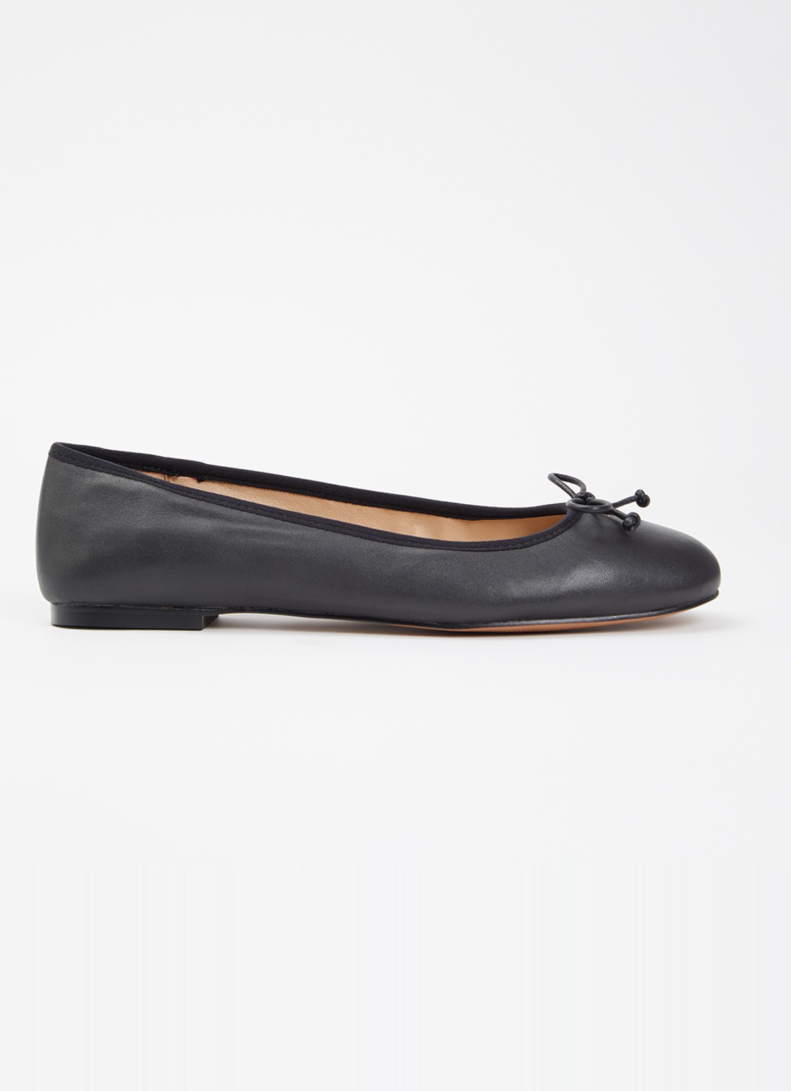 Dune London Helenne ballerina van leer - voorkant 2 zwart