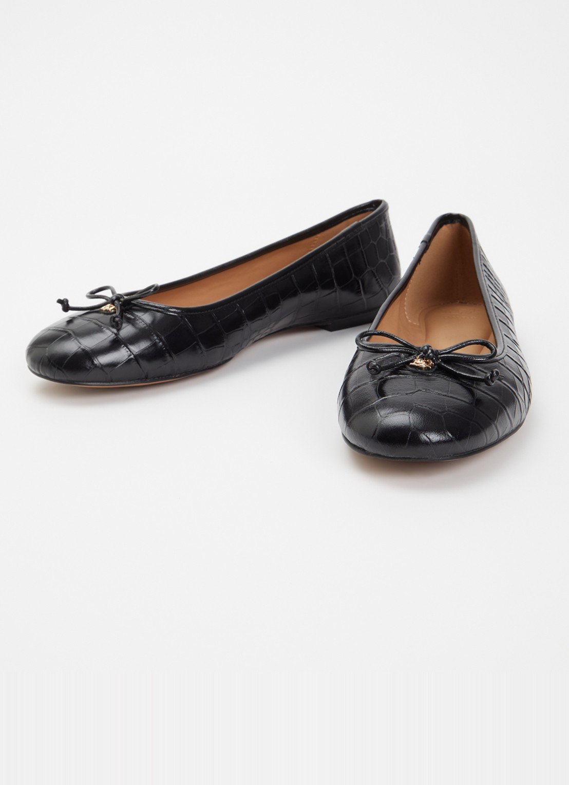 Dune London Helenne ballerina van leer - detail antraciet