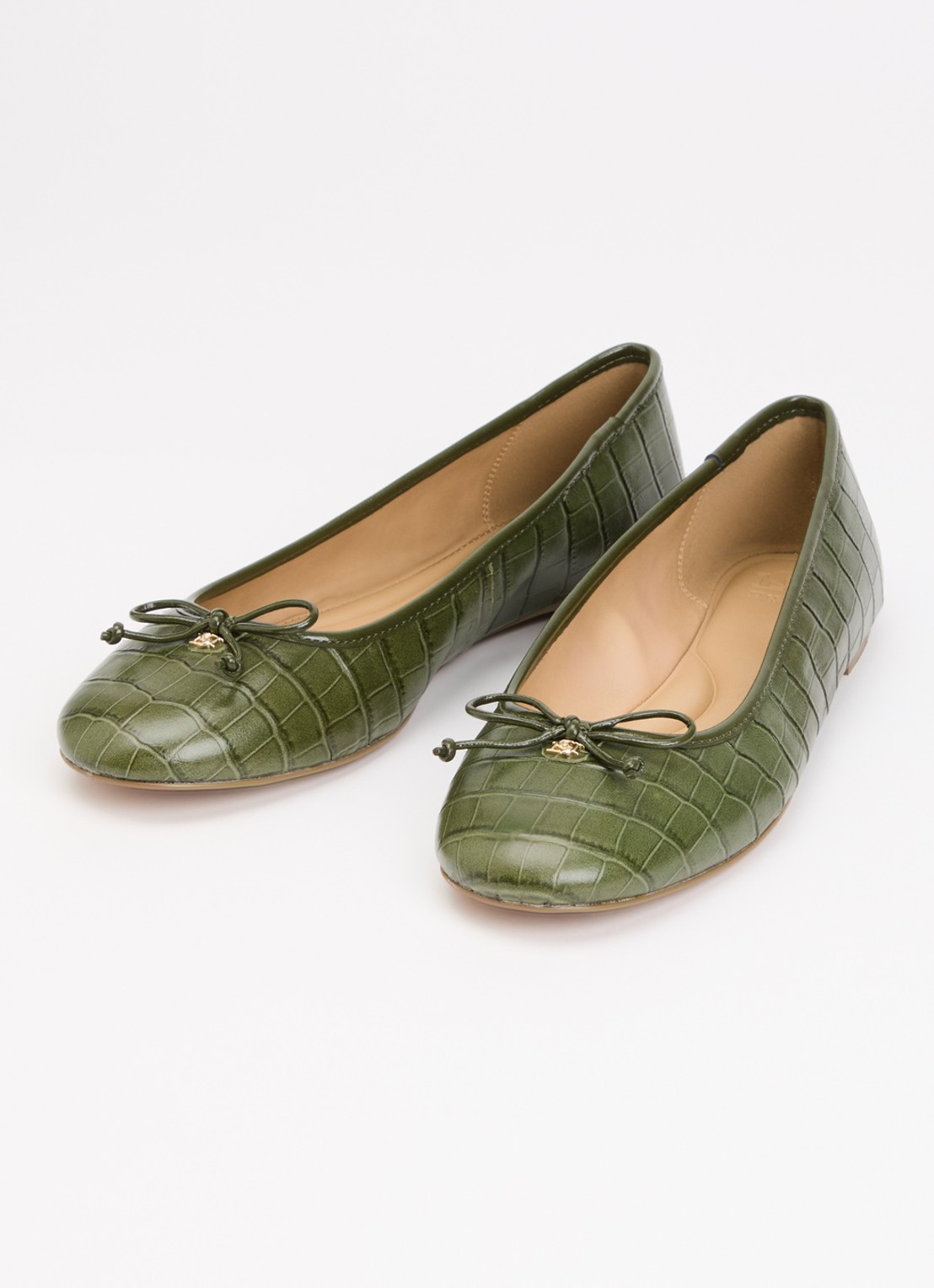Dune London Helenne ballerina van leer - detail groen