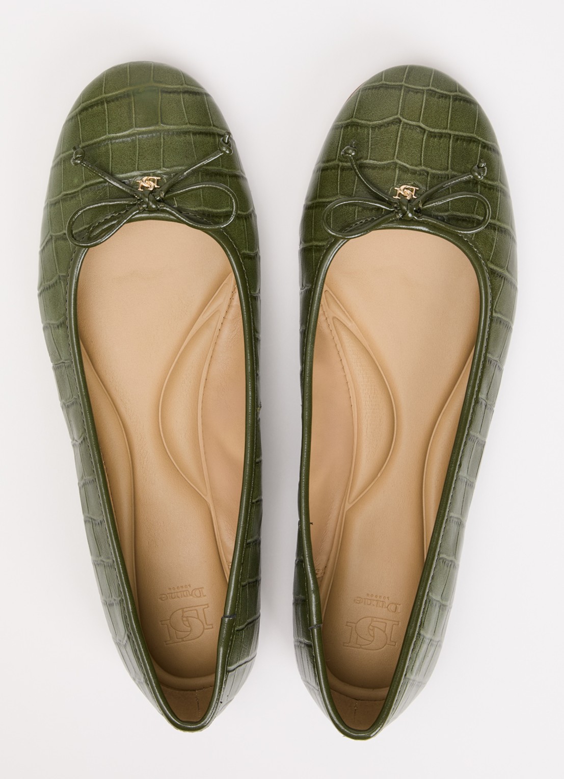Dune London Helenne ballerina van leer - detail 2 groen