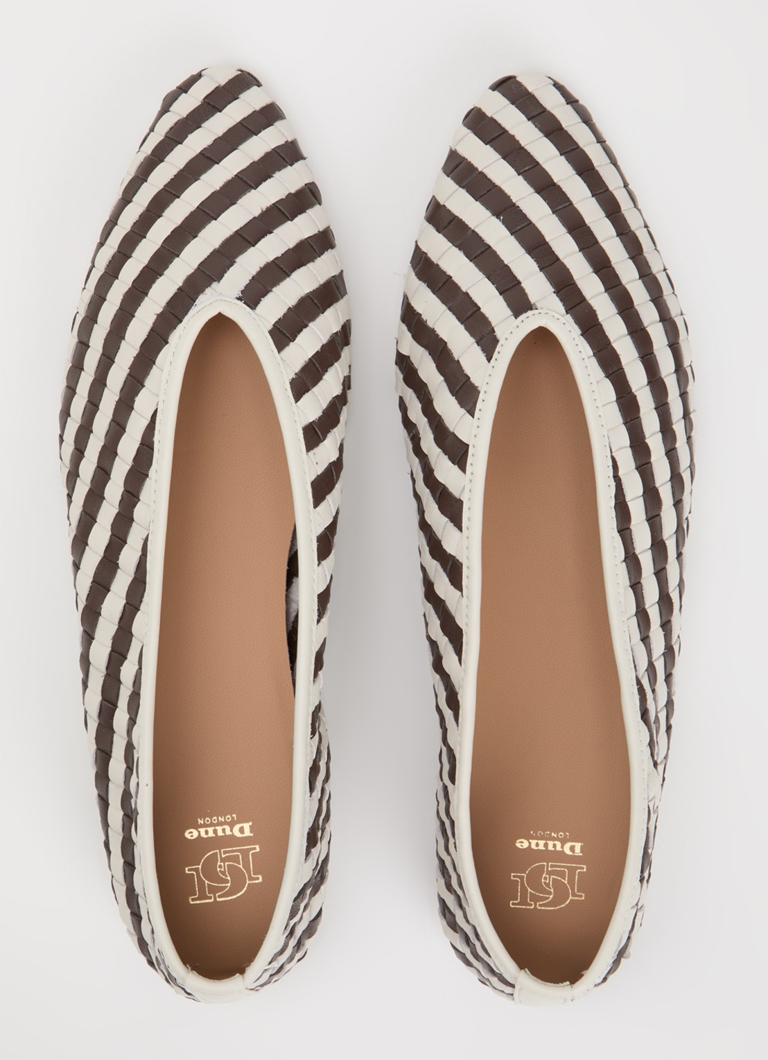 Dune London Henlee ballerina van leer met gevlochten details - detail 3 wit