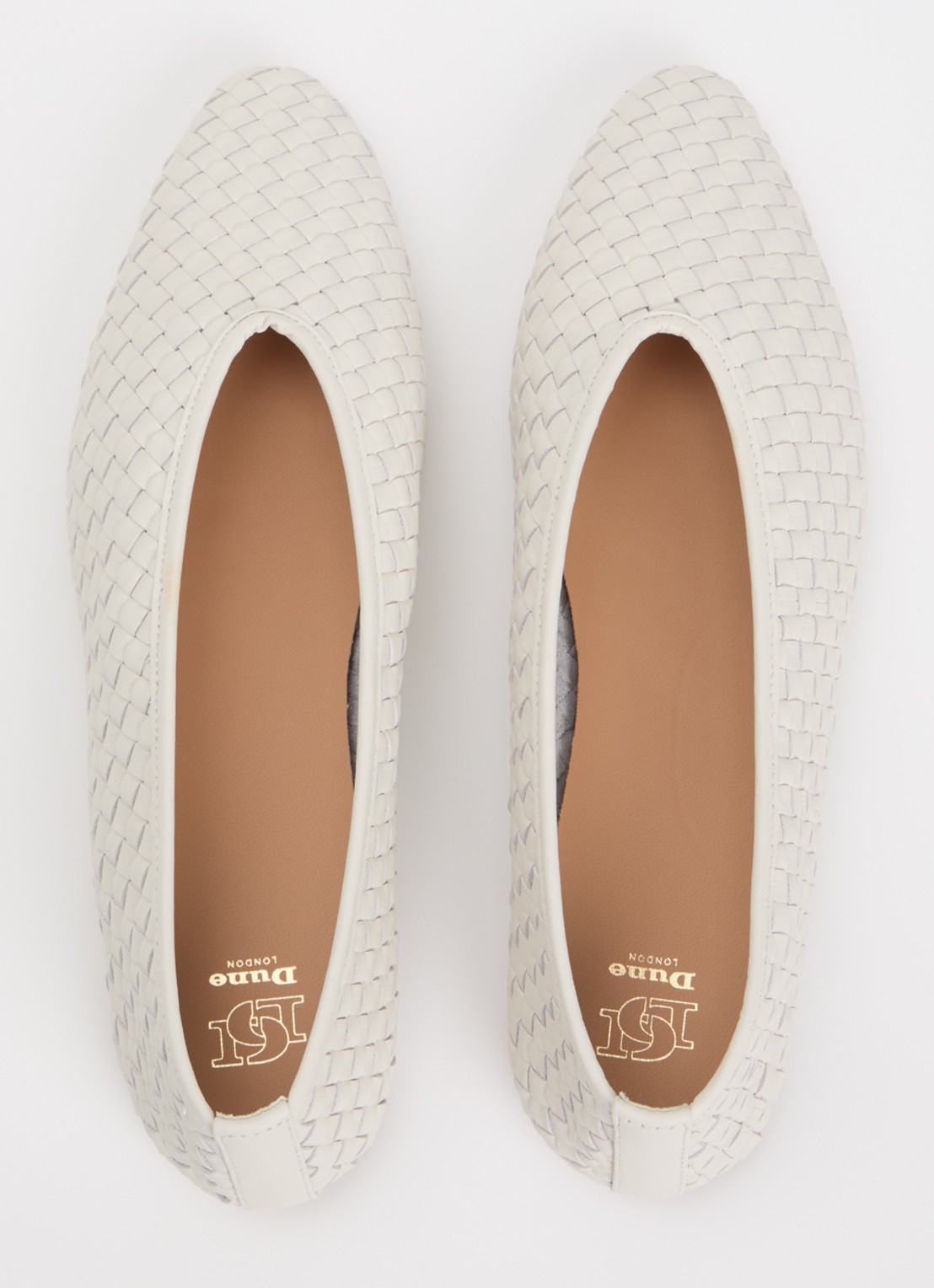 Dune London Henlee ballerina van leer met gevlochten details - detail 3 gebroken wit
