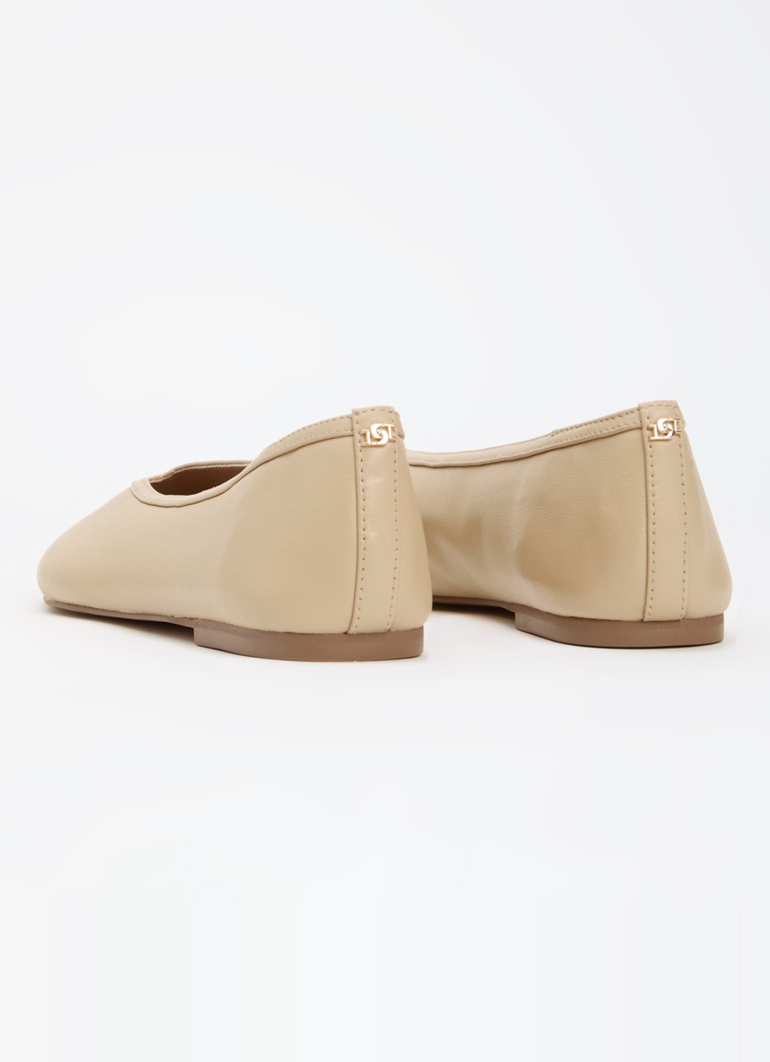 Dune London Hetta ballerina van leer - achterkant 5 beige