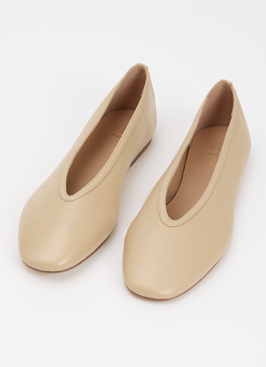 Dune London Hetta ballerina van leer - detail beige