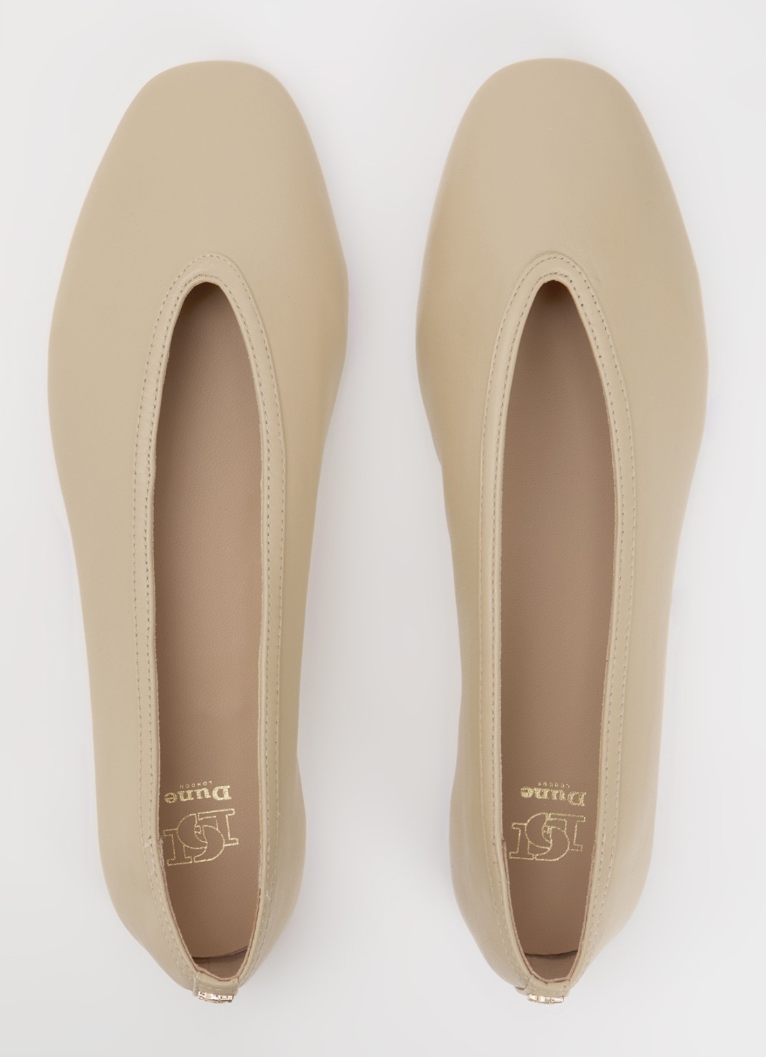 Dune London Hetta ballerina van leer - detail 2 beige