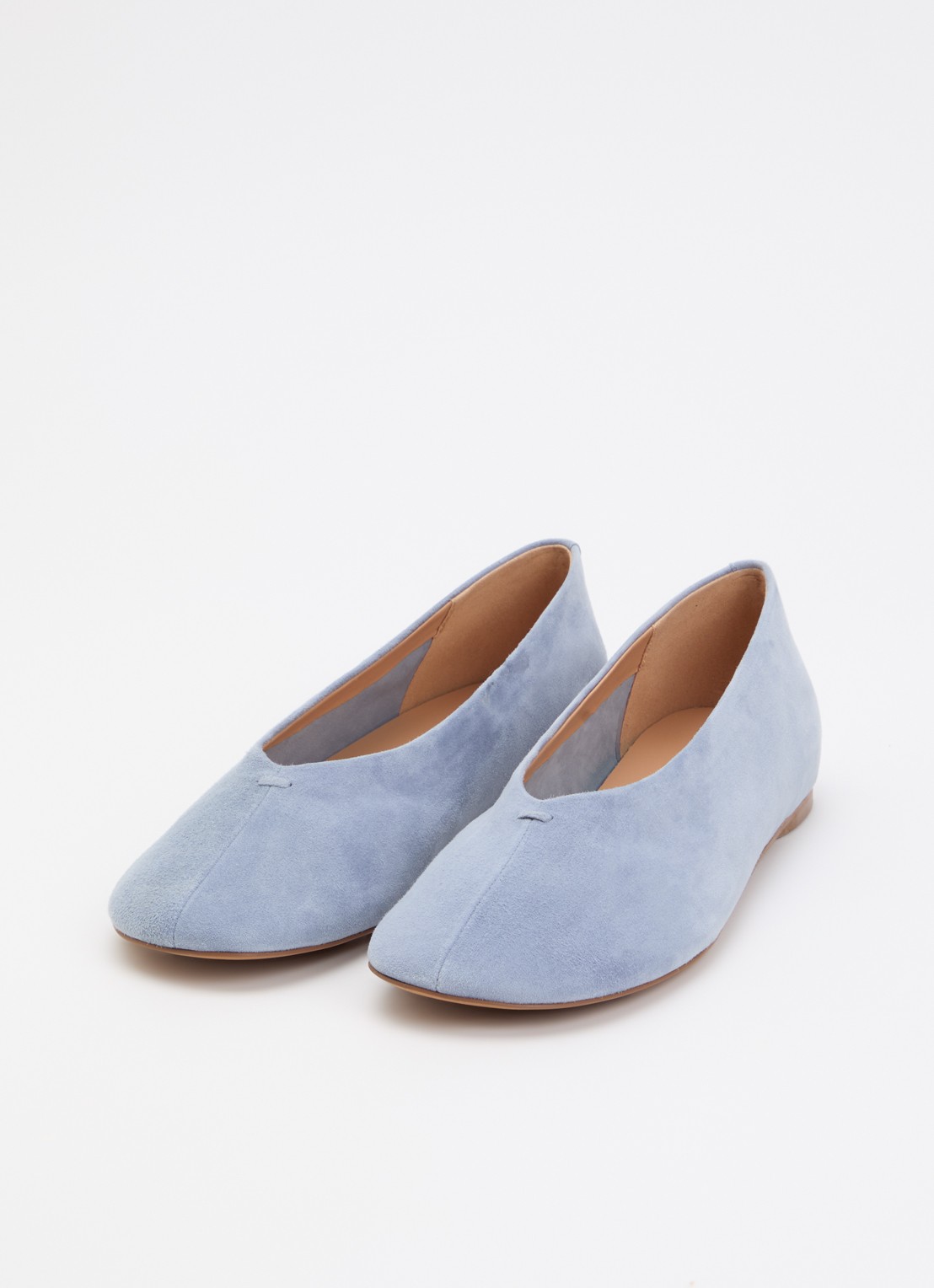 Dune London Highcut ballerina van leer - detail 3 lichtblauw