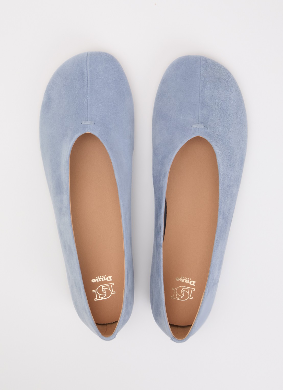 Dune London Highcut ballerina van leer - detail 4 lichtblauw
