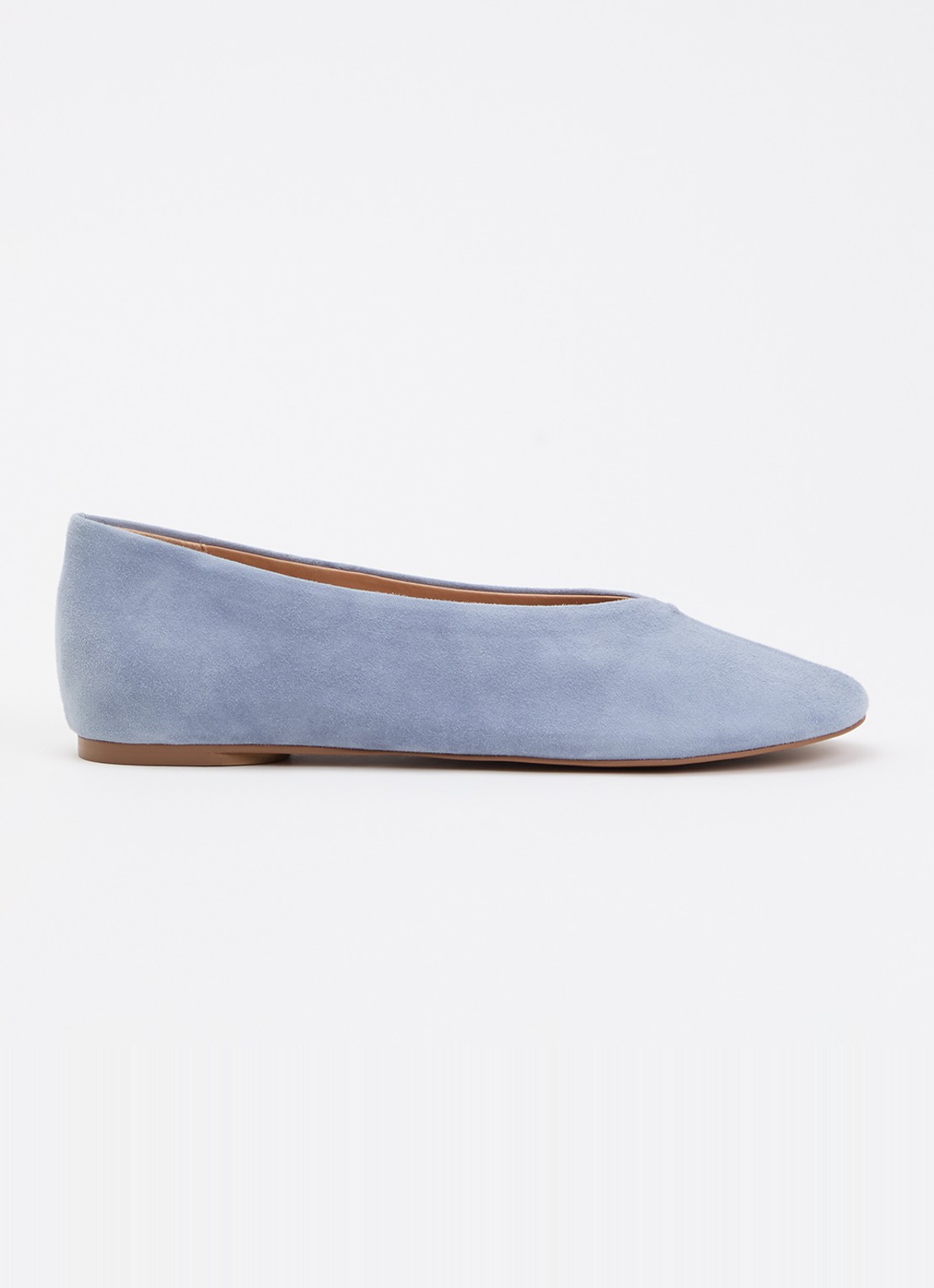 Dune London Highcut ballerina van leer - voorkant lichtblauw