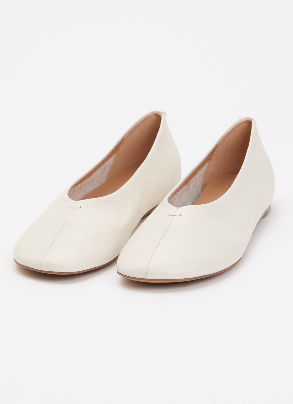 Dune London Highcut ballerina van leer - detail creme