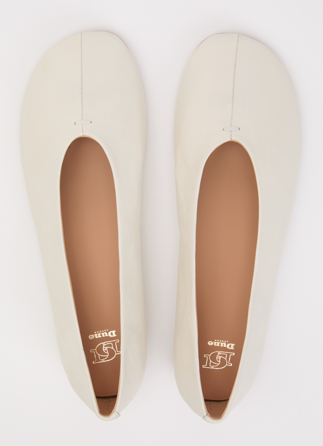 Dune London Highcut ballerina van leer - detail 2 creme