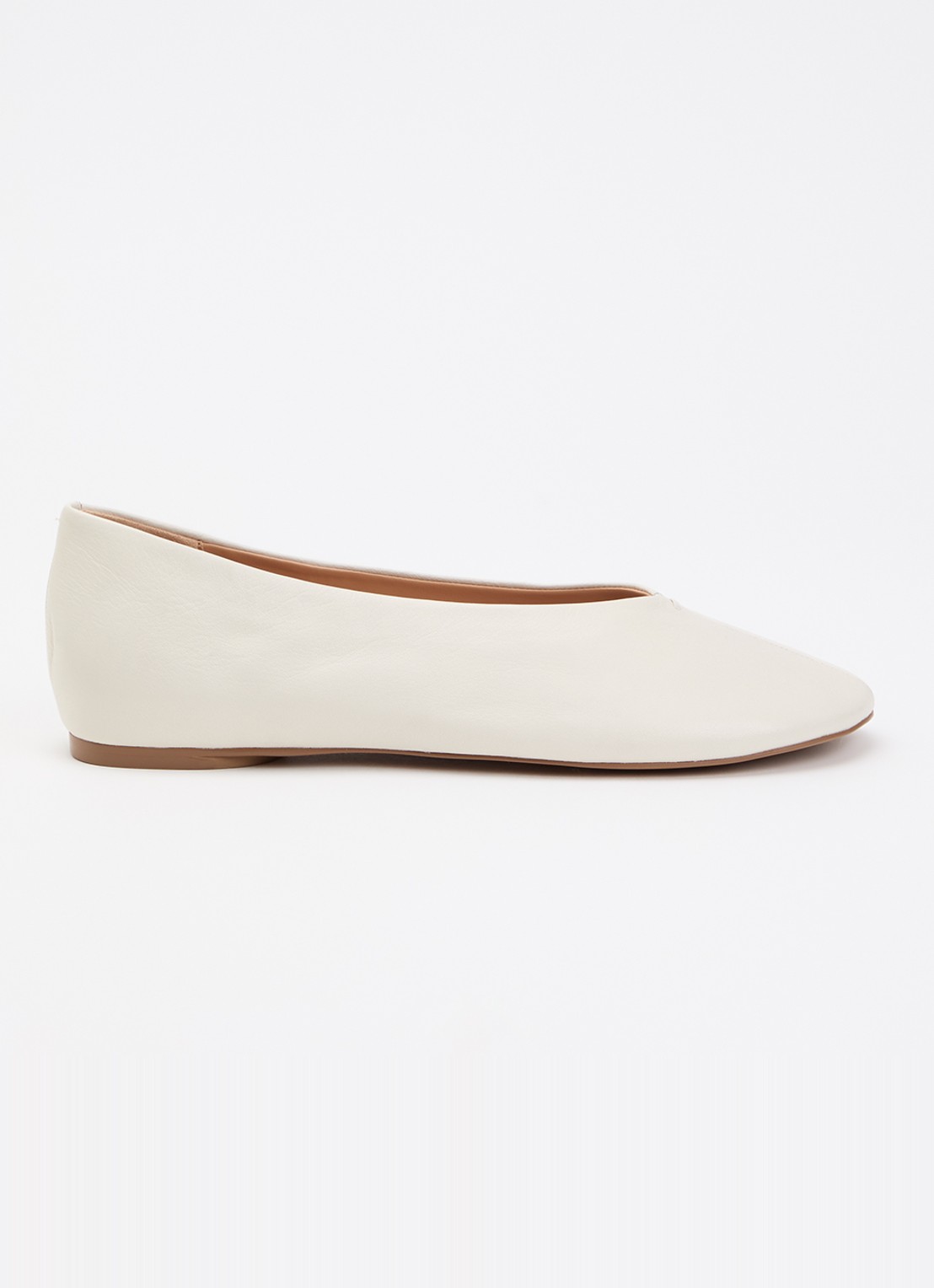 Dune London Highcut ballerina van leer - voorkant 4 creme