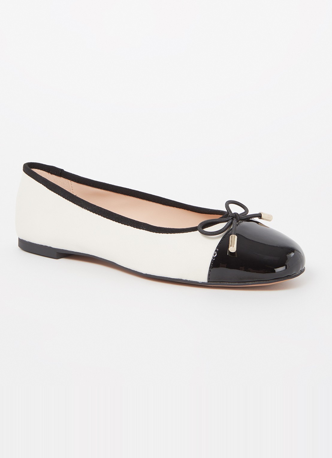 Dune London Highest ballerina met lakleren details - voorkant gebroken wit