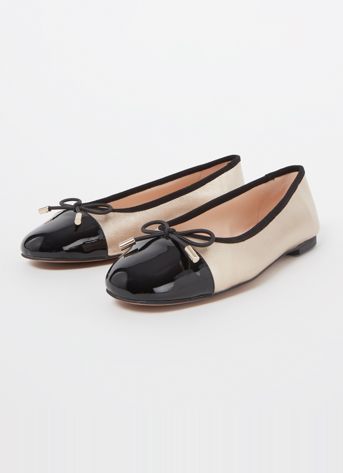 Dune London Highest ballerina met lakleren details - detail 2 goud