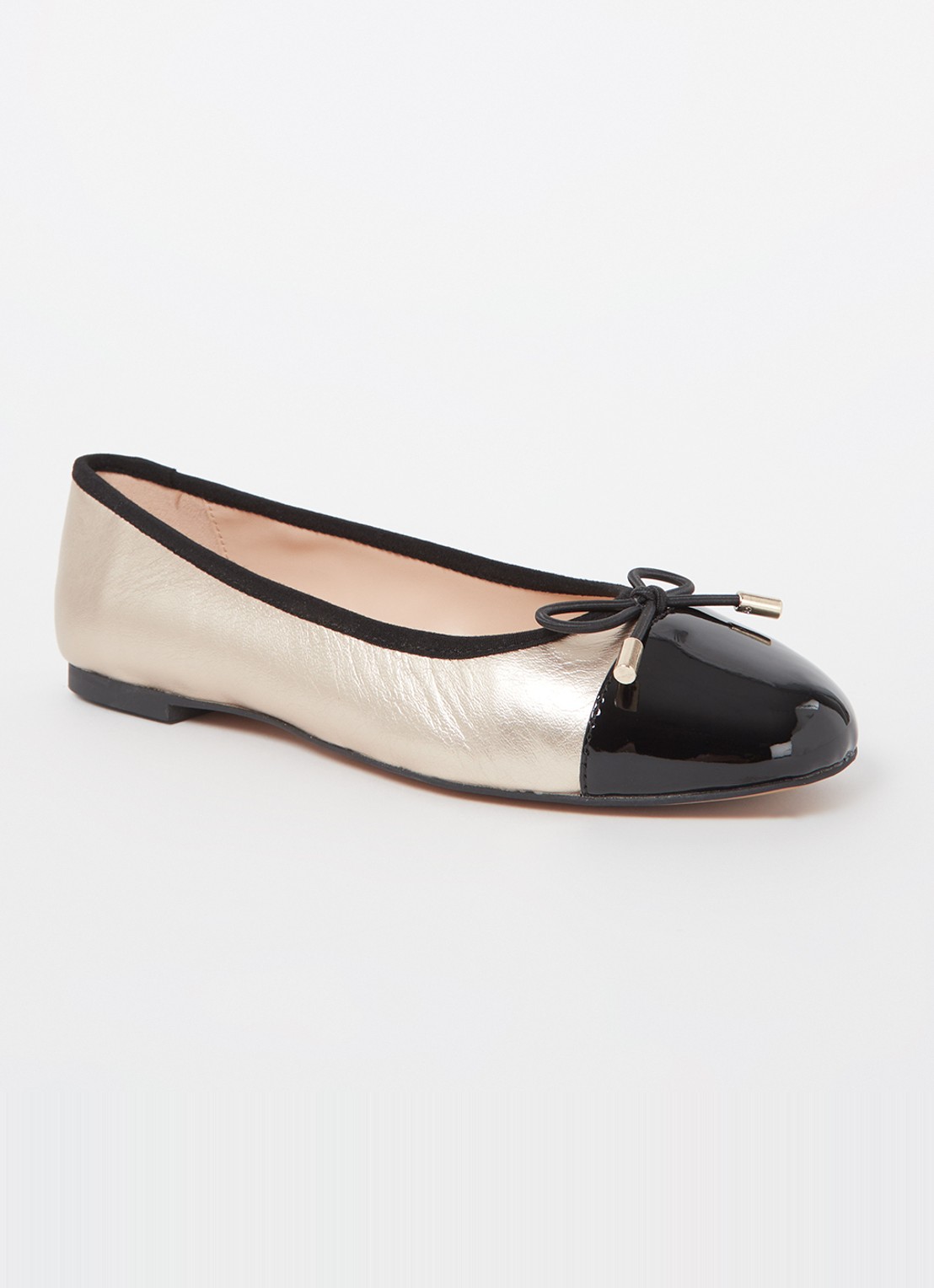 Dune London Highest ballerina met lakleren details - voorkant goud