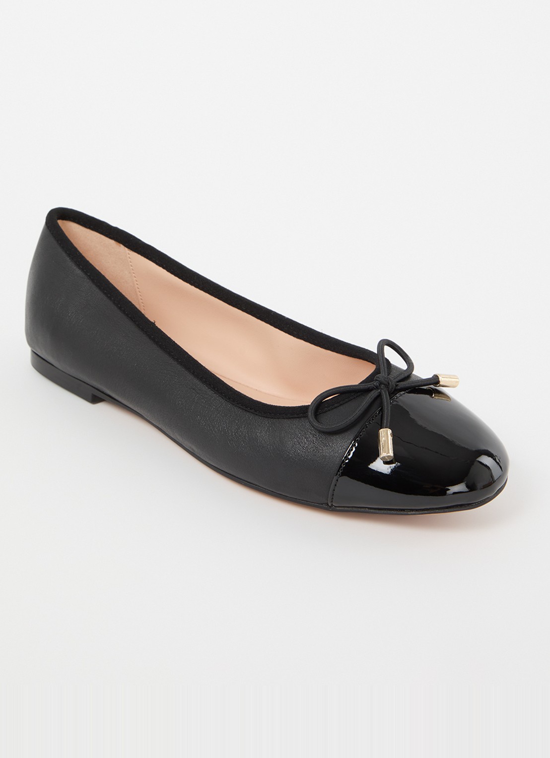 Dune London Highest ballerina met lakleren details - voorkant zwart