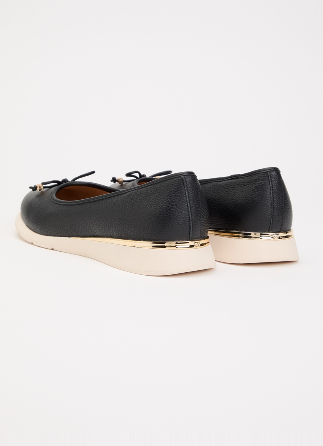 Dune London Highline ballerina van leer met metallic finish - achterkant 5 zwart