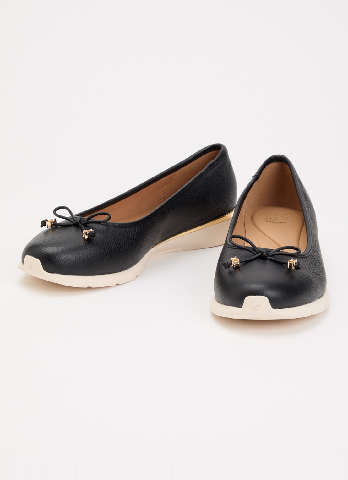 Dune London Highline ballerina van leer met metallic finish - detail 2 zwart