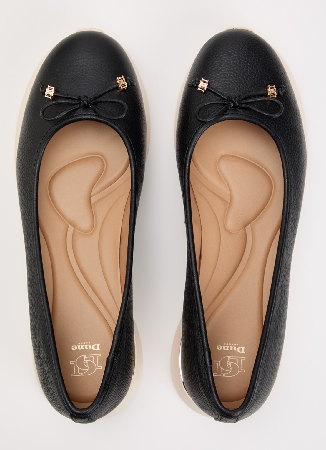 Dune London Highline ballerina van leer met metallic finish - detail 3 zwart