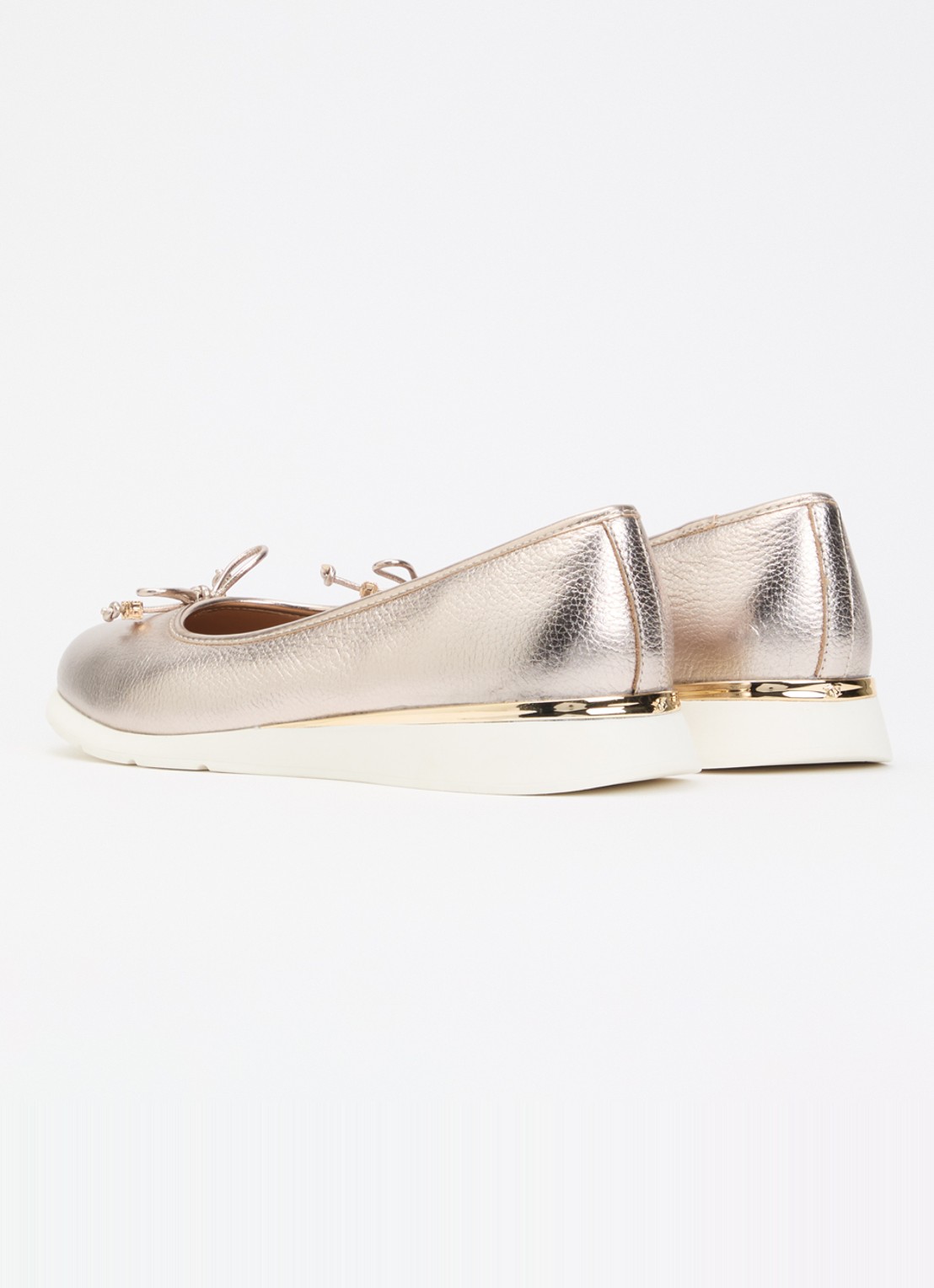 Dune London Highline ballerina van leer met metallic finish - achterkant 5 roségoud