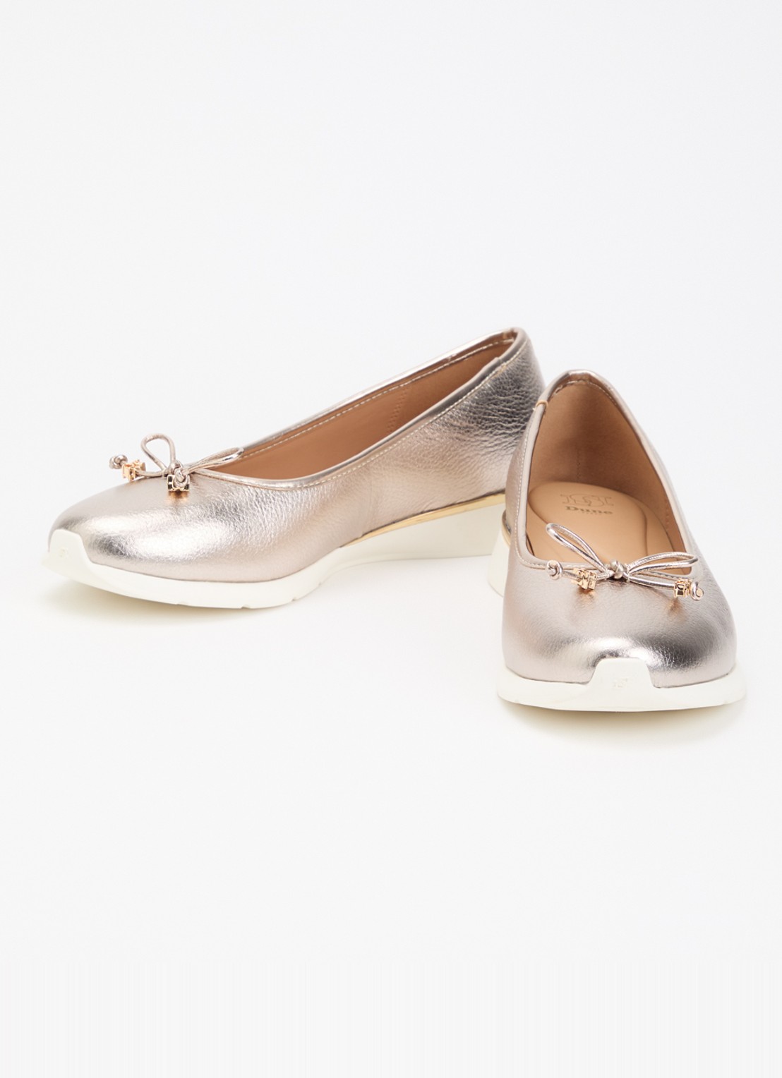 Dune London Highline ballerina van leer met metallic finish - detail 2 roségoud