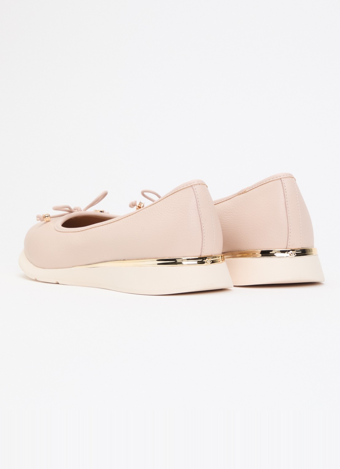 Dune London Highline ballerina van leer met metallic finish - achterkant 2 oudroze