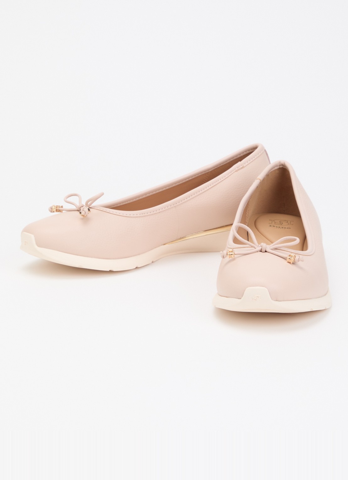 Dune London Highline ballerina van leer met metallic finish - detail 3 oudroze