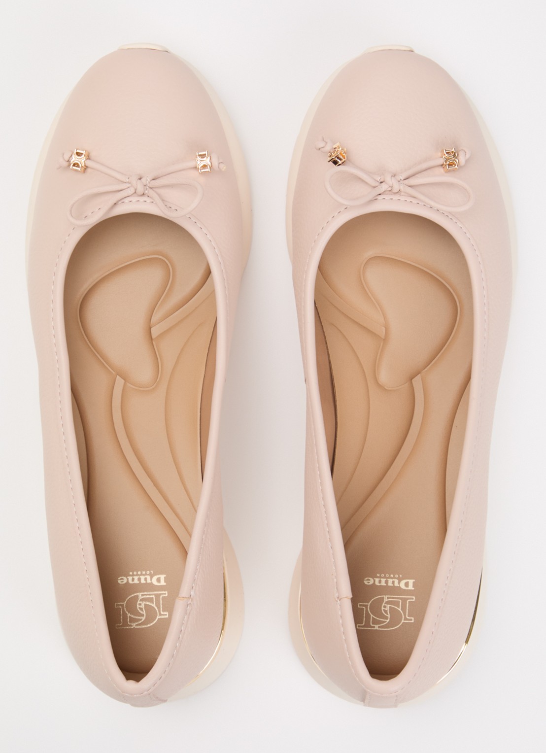 Dune London Highline ballerina van leer met metallic finish - detail 4 oudroze