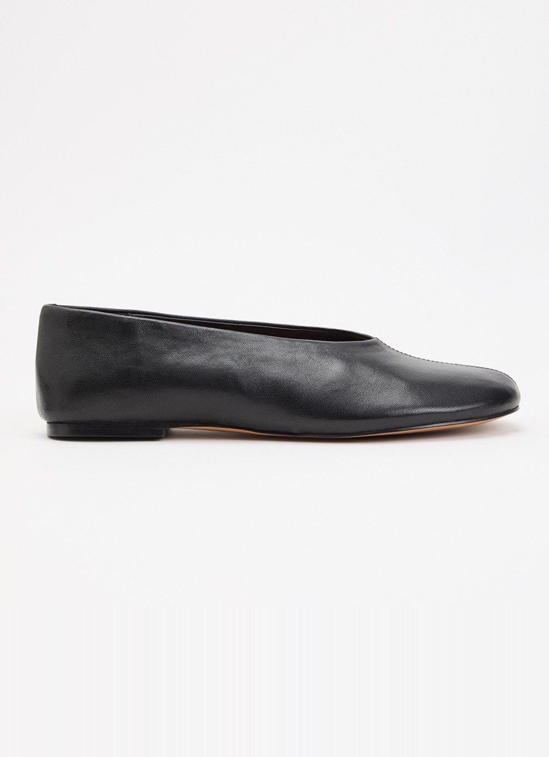 Dune London Highway ballerina van leer - voorkant zwart