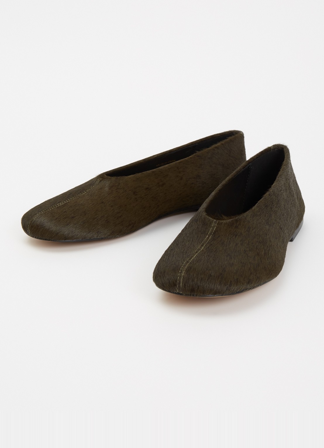 Dune London Highway ballerina van leer - detail bronsgroen