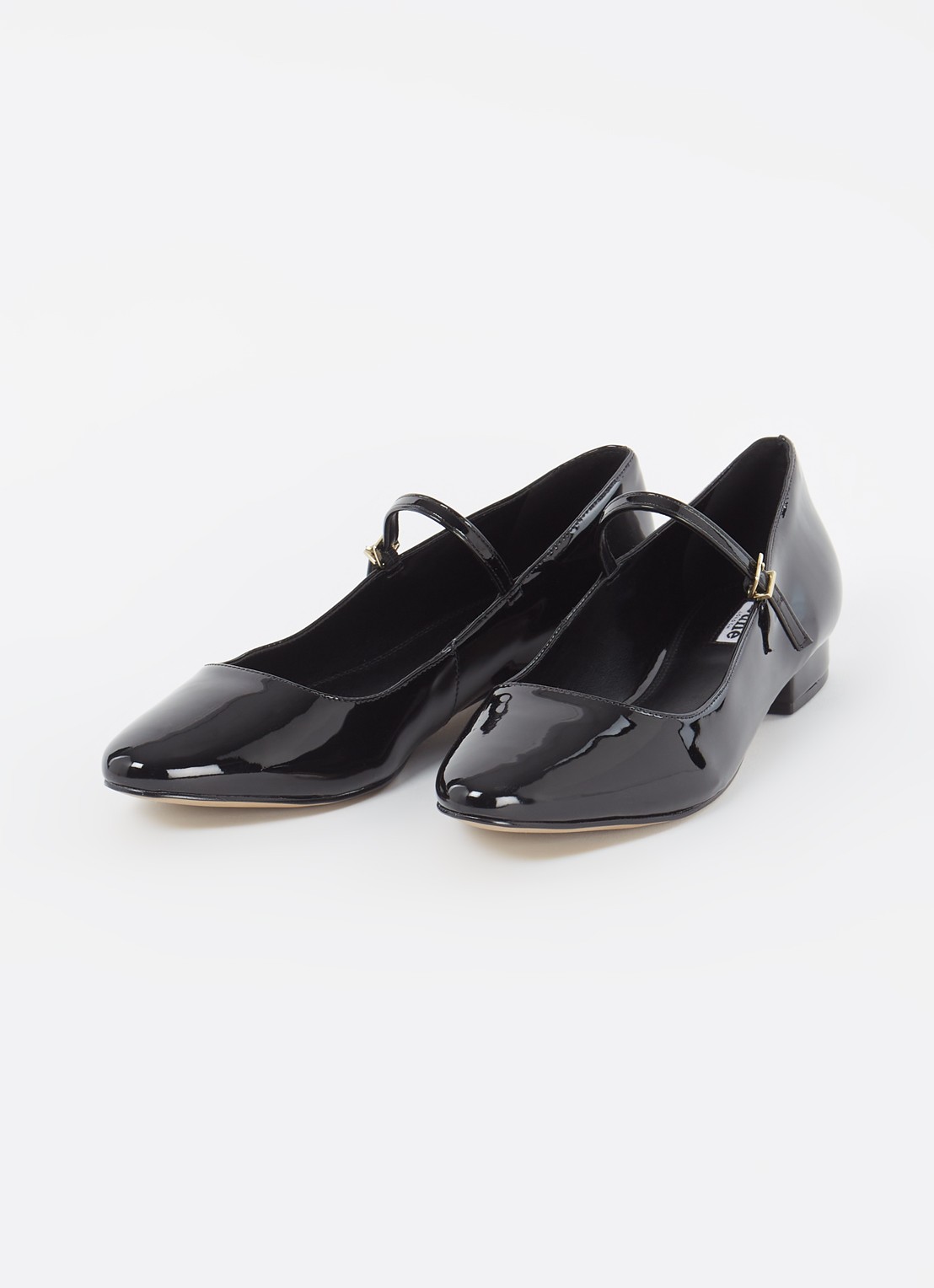 Dune London Hipplie ballerina met lakfinish - detail zwart