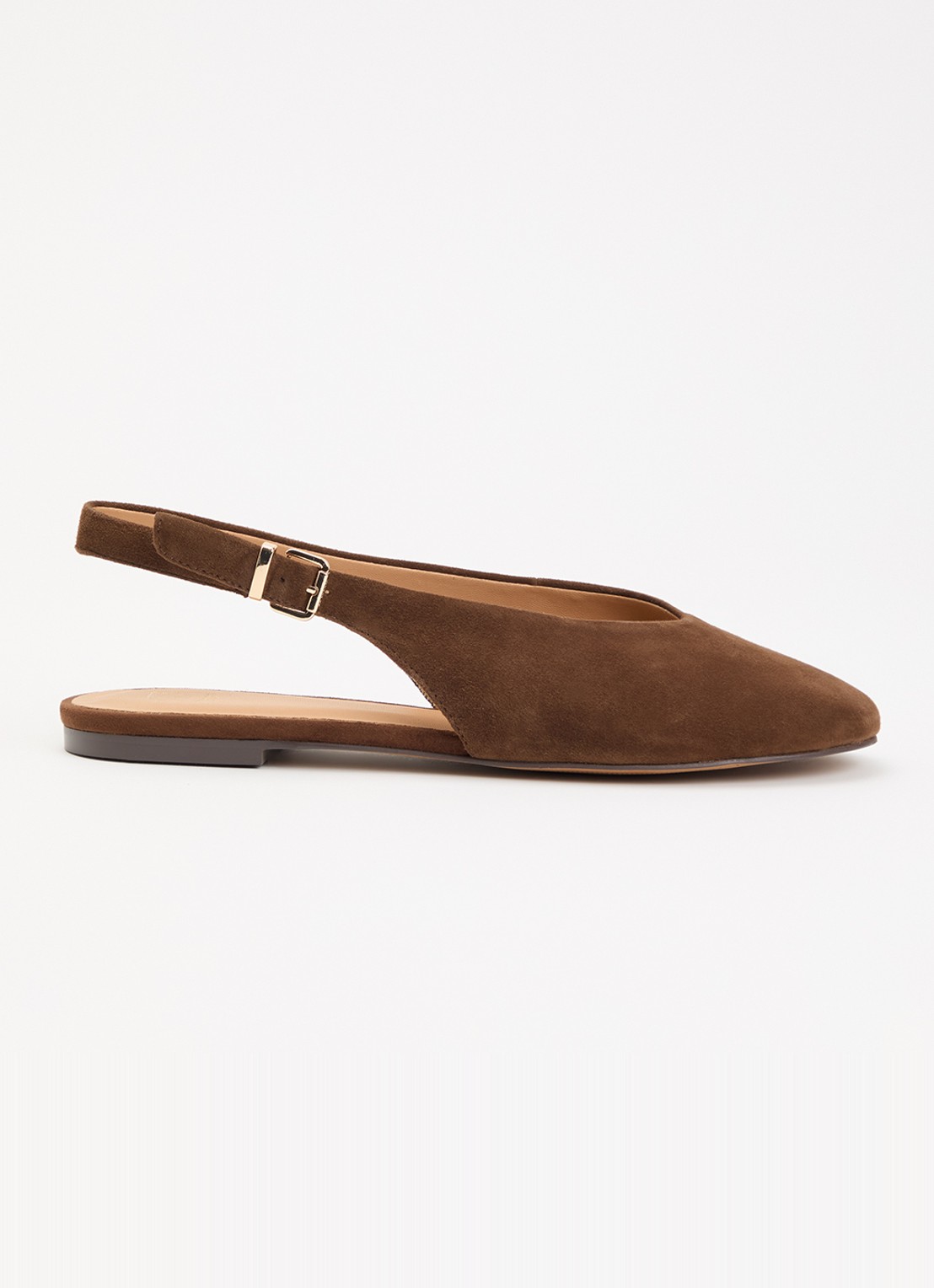 Dune London Honora slingback van leer - voorkant chocoladebruin