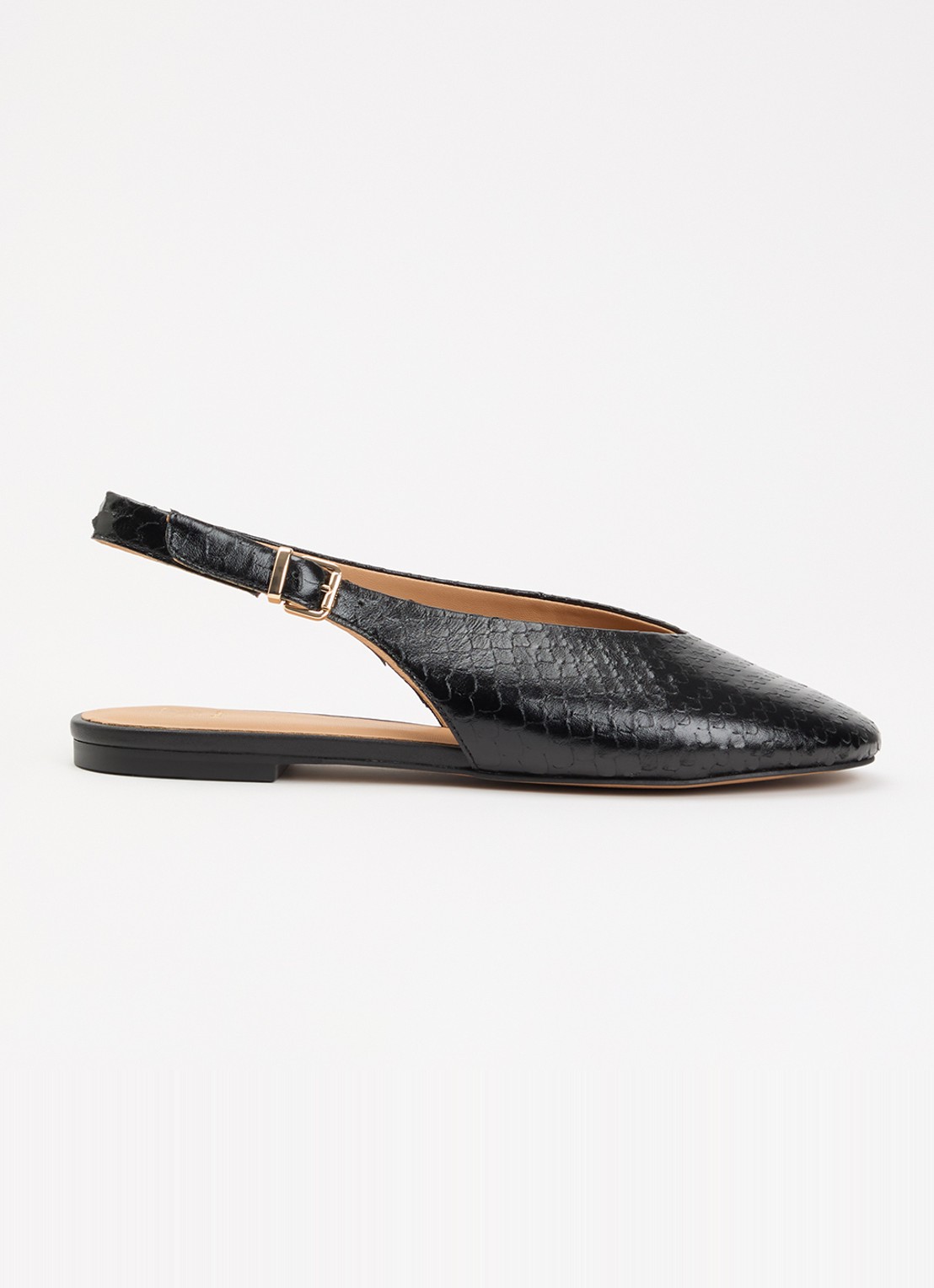 Dune London Honora slingback van leer - voorkant zwart