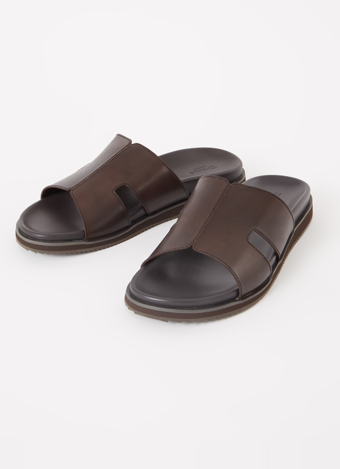 Dune London Insight slipper van leer - detail donkerbruin