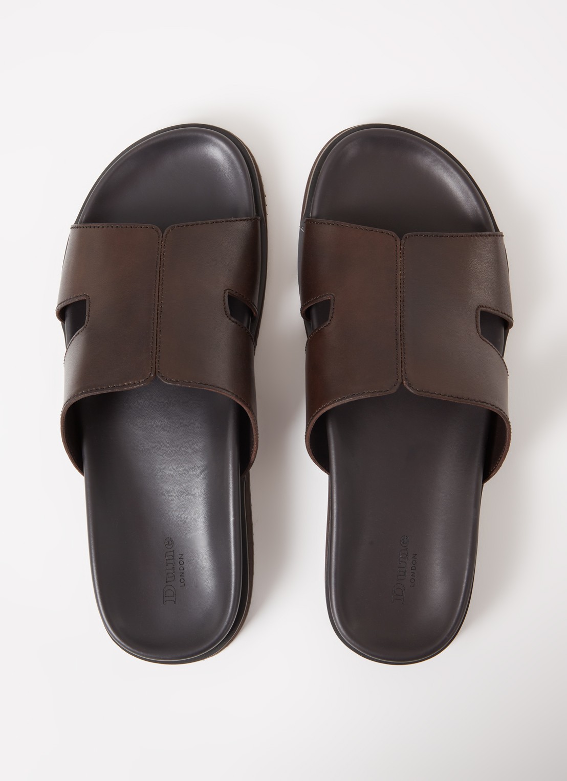 Dune London Insight slipper van leer - detail 2 donkerbruin
