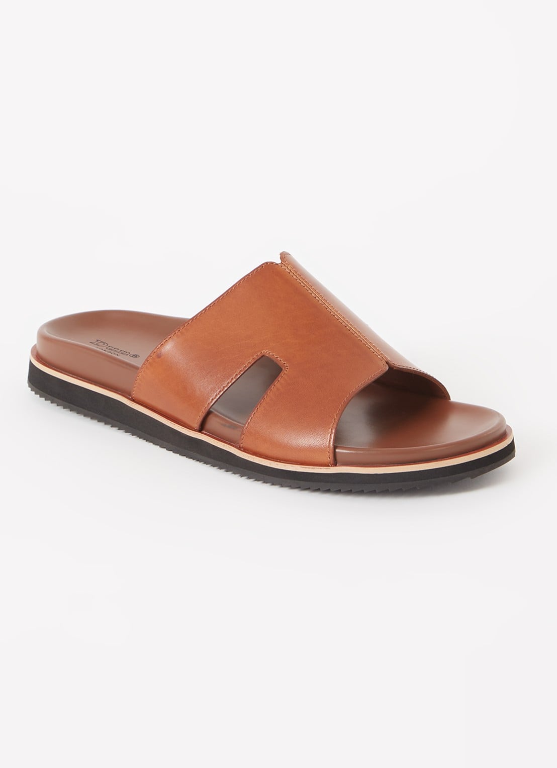 Dune London Insight slipper van leer - voorkant cognac