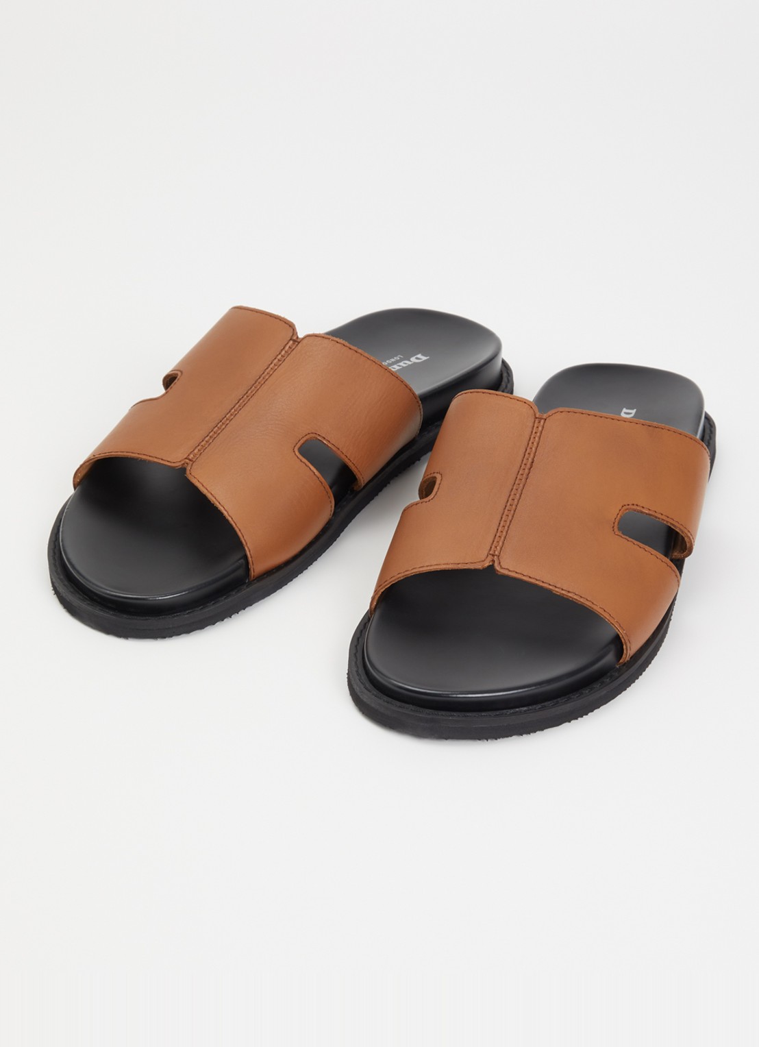 Dune London Ishaa slipper van leer  - detail 3 bruin
