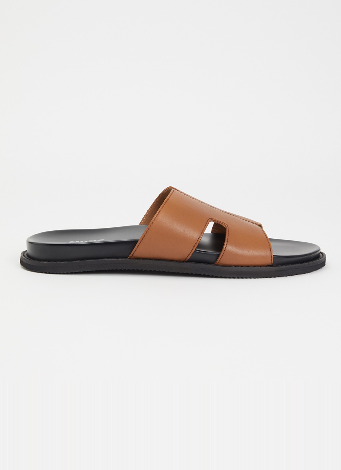 Dune London Ishaa slipper van leer  - voorkant bruin