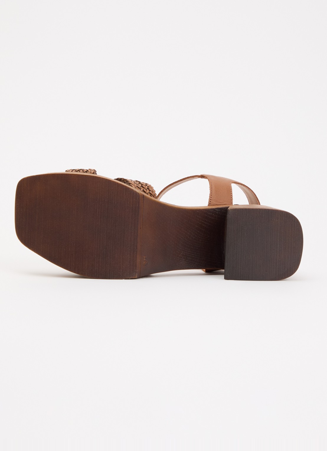 Dune London Janko sandalette van leer met gevlochten details - detail 4 lichtbruin
