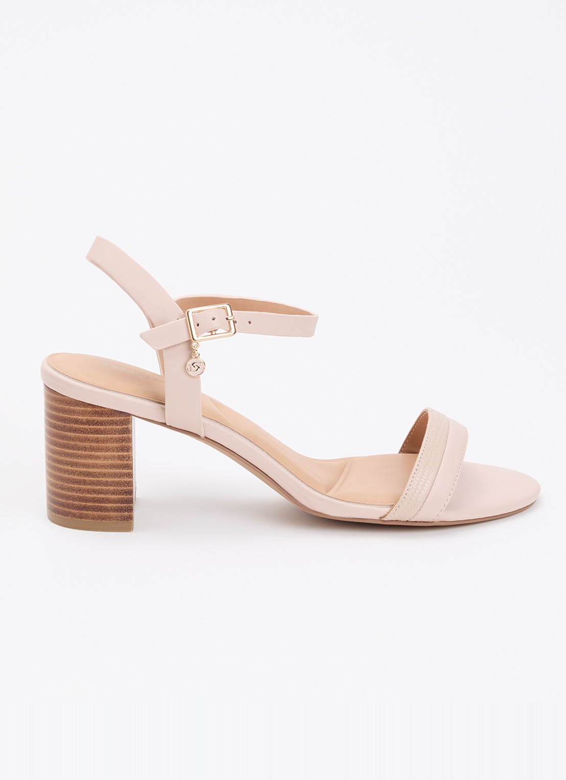 Dune London Jaycie sandalette van leer - voorkant lichtroze