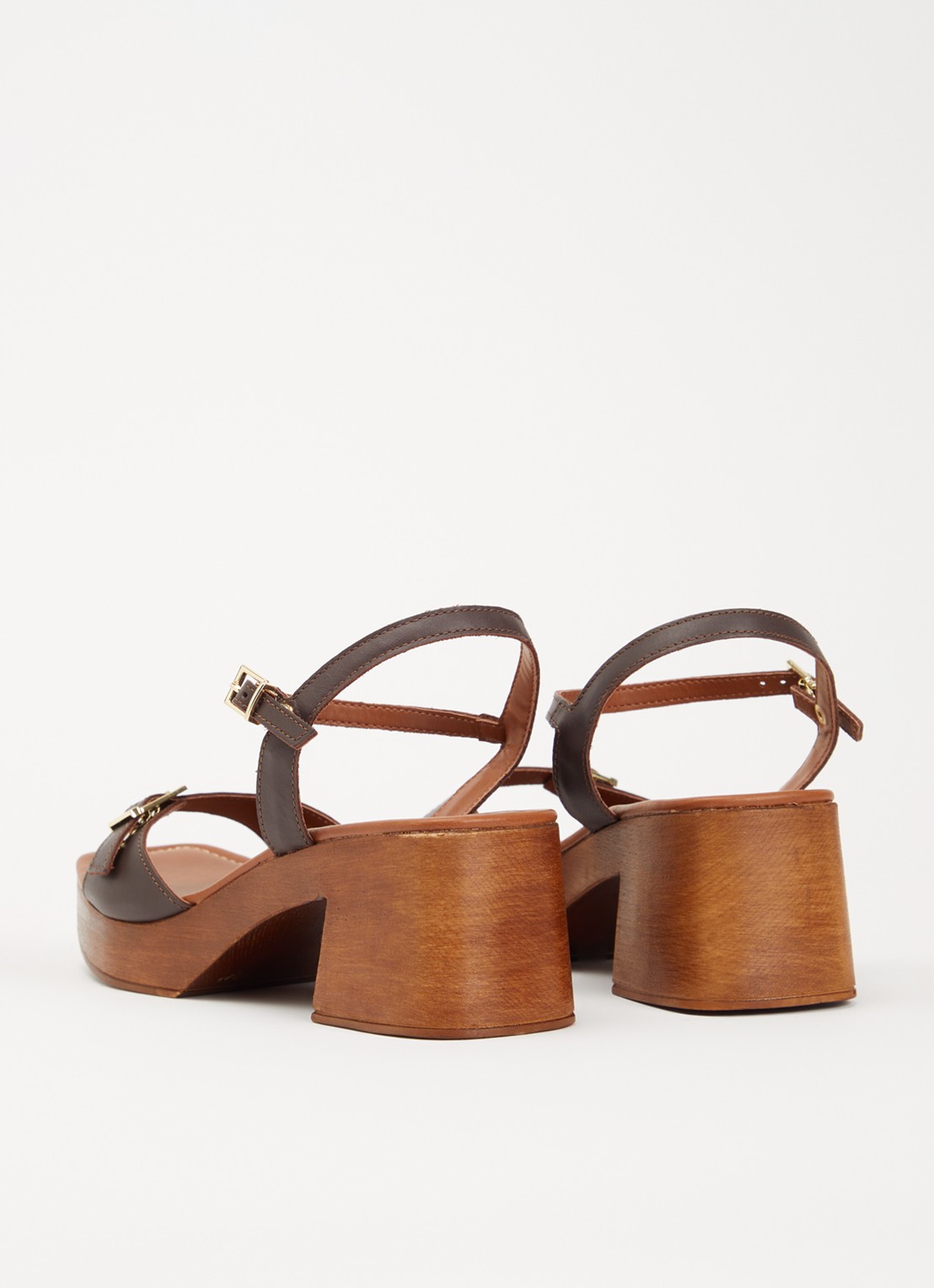 Dune London Jeane sandalette van leer - achterkant 8 donkerbruin